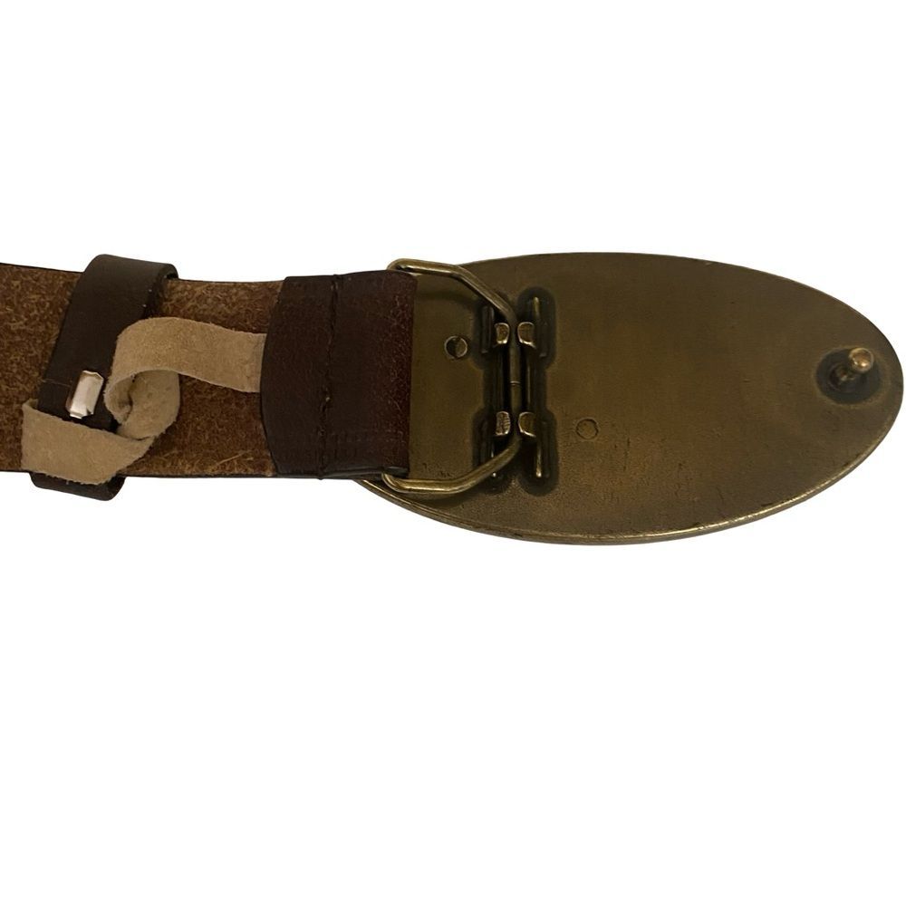 Adrienne Landau Genuine Leather Belt Brown With Animal Print Buckle Size L - Picture 4 of 5